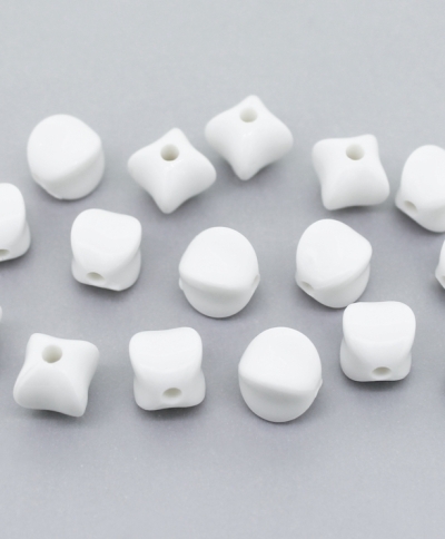 OPAQUE PLASTIC BEADS - LANTERN - 10x9mm WHITE С01 - PACKAGE 500g Hole-2.5mm (900pcs.)