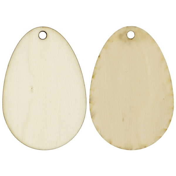 LASER CUT WOODEN FIGURES - PENDANT - EGG 48x70mm - BLANK - NATURAL - PACKAGE 40pcs. Hole-4.0mm