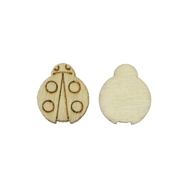 LASER CUT WOODEN FIGURES FOR GLUING - LADYBUG 01 (China) - 14x17x4mm NATURAL - 20pcs.