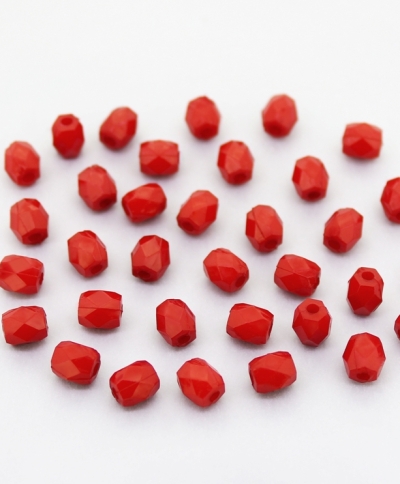 OPAQUE PLASTIC BEADS - CYLINDER FACETED - 6.5x5.5mm RED С07 - PACKAGE 500g Hole-1.8mm (4530pcs.)