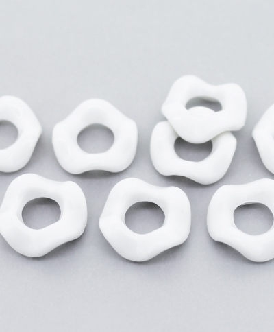 OPAQUE PLASTIC BEADS - RING WAVE - 15x5mm WHITE С01 - PACKAGE 500g Hole-6.0mm (1000pcs.)