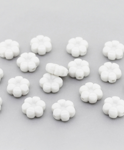 OPAQUE PLASTIC BEADS - FLOWER 01 - 10.5x5mm WHITE С01 - PACKAGE 500g Hole-1.8mm (1450pcs.)