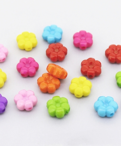 OPAQUE PLASTIC BEADS - FLOWER 01 - 10.5x5mm MIX - PACKAGE 500g Hole-1.8mm (1450pcs.)