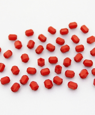 OPAQUE PLASTIC BEADS - CYLINDER FACETED 02 - 5x3.5mm RED С07 - PACKAGE 500g Hole-1.5mm (10800pcs.)