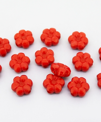 OPAQUE PLASTIC BEADS - FLOWER 01 - 10.5x5mm RED С07 - PACKAGE 500g Hole-1.8mm (1450pcs.)