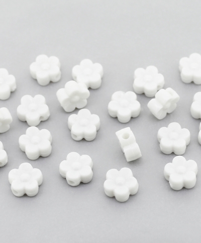 OPAQUE PLASTIC BEADS - FLOWER 02 - 8x4mm WHITE С01 - PACKAGE 500g Hole-2.0mm (2850pcs.)