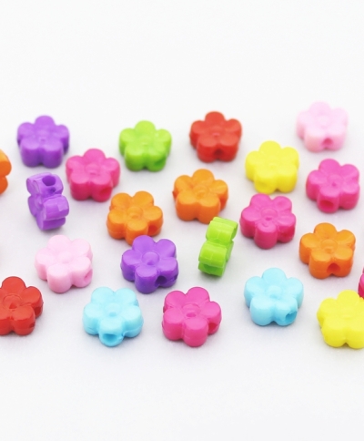 OPAQUE PLASTIC BEADS - FLOWER 02 - 8x4mm MIX - PACKAGE 500g Hole-2.0mm (2850pcs.)