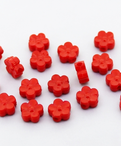 OPAQUE PLASTIC BEADS - FLOWER 02 - 8x4mm RED С07 - PACKAGE 500g Hole-2.0mm (2850pcs.)