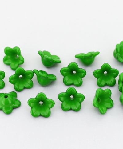 OPAQUE PLASTIC BEADS - SEPAL 01 - 12x6mm GREEN (DARK) С24 - PACKAGE 500g Hole-1.8mm (1950pcs.)