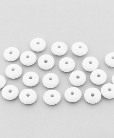 OPAQUE PLASTIC BEADS - WASHER - 3.5x8mm WHITE С01 - PACKAGE 500g Hole-1.8mm (3800pcs.)