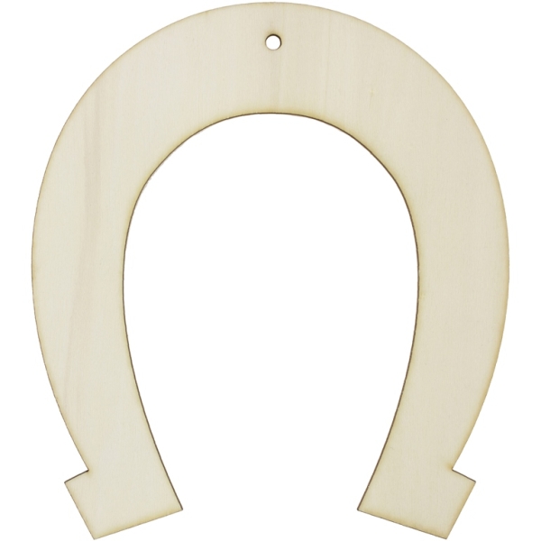 LASER CUT WOODEN FIGURES - PENDANT - HORSESHOE 140x157mm (China) - NATURAL - 2pcs. Hole-4.0mm