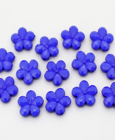 OPAQUE PLASTIC BEADS - FLOWER 03 FACETED - 13x3.5mm BLUE С33 - 50g Hole-1.5mm (140pcs.)