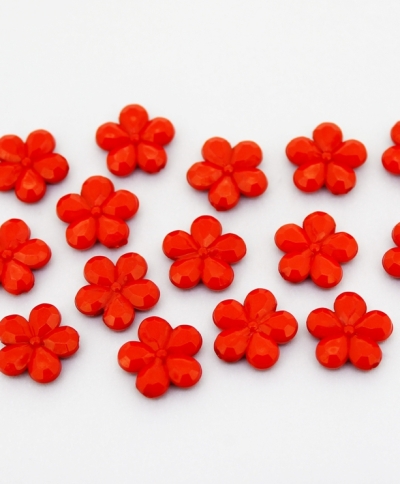 OPAQUE PLASTIC BEADS - FLOWER 03 FACETED - 13x3.5mm RED С07 - PACKAGE 500g Hole-1.5mm (1350pcs.)