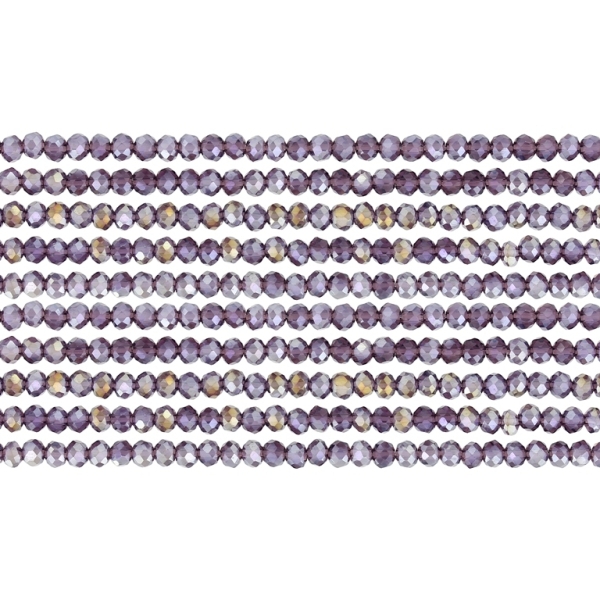 GLASS BEADS - FACETED RONDELLE CRYSTALS - 2.5x2mm - АВ TRANSPARENT - PURPLE (DARK) 010AB - STRING (166pcs.) Hole-0.8mm