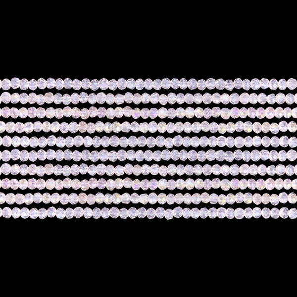 GLASS BEADS - FACETED RONDELLE CRYSTALS - 3x2mm - АВ TRANSPARENT - PINK (LIGHT) 030AB - STRING (126pcs.) Hole-0.8mm