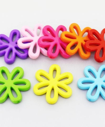 OPAQUE PLASTIC BEADS - FLOWER CONTOUR - 31x4.5mm MIX - PACKAGE 500g Hole-1.8mm (240pcs.)