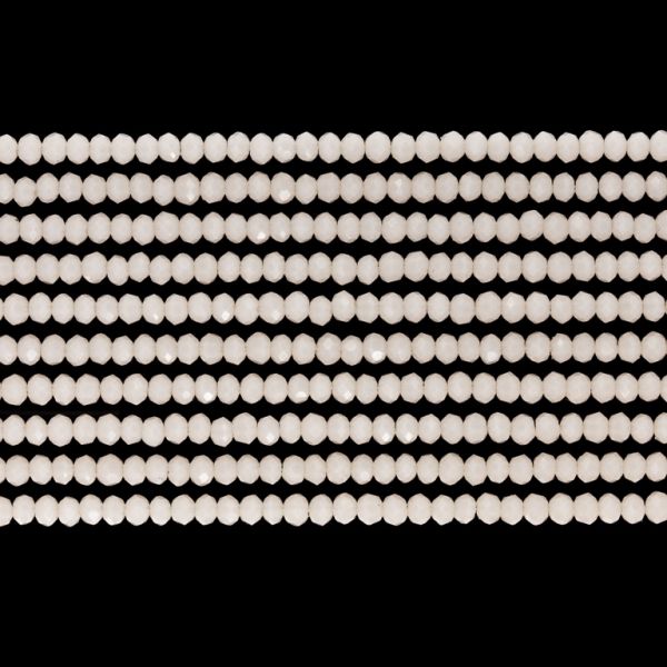 GLASS BEADS - FACETED RONDELLE CRYSTALS - 2.5x2mm - OPAQUE - CREAM (LIGHT) 050 - STRING (166pcs.) Hole-0.8mm