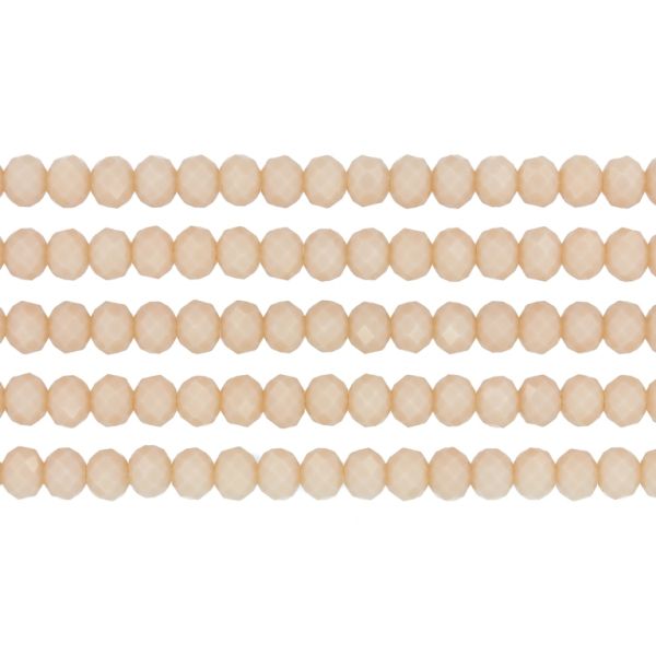 GLASS BEADS - FACETED RONDELLE CRYSTALS - 6x5mm - OPAQUE - CREAM 051 - STRING (88pcs.) Hole-1.2mm