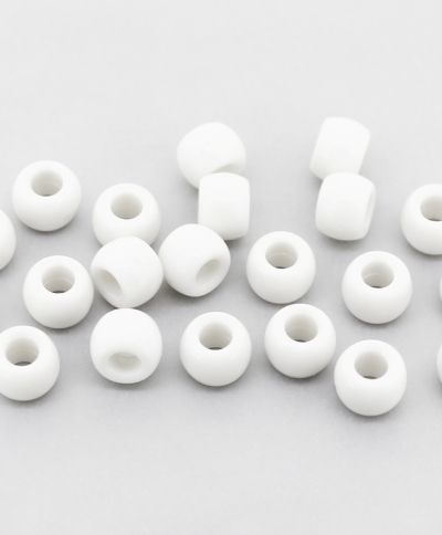 OPAQUE PLASTIC BEADS - CYLINDER 01 - 6x8mm WHITE С01 - PACKAGE 500g Hole-4.0mm (1950pcs.)