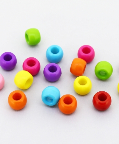 OPAQUE PLASTIC BEADS - CYLINDER 01 - 6x8mm MIX - PACKAGE 500g Hole-4.0mm (1950pcs.)