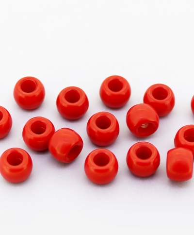 OPAQUE PLASTIC BEADS - CYLINDER 01 - 6x8mm RED С07 - PACKAGE 500g Hole-4.0mm (1950pcs.)