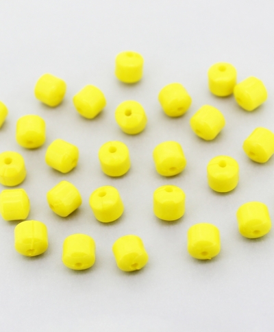 OPAQUE PLASTIC BEADS - CYLINDER 02 - 6x6mm YELLOW С17 - PACKAGE 500g Hole-1.5mm (2850pcs.)