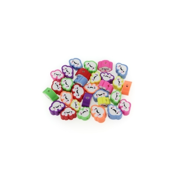 POLYMER CLAY FIMO BEADS - CLOUD 01 - 7x10mm MIX - 50pcs. Hole-1.6mm