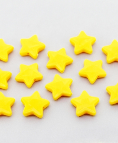 OPAQUE PLASTIC BEADS - STAR 03 FACETED - 13х14х4.5mm YELLOW (DARK) ВА67 - 50g Hole-1.5mm (117pcs.)