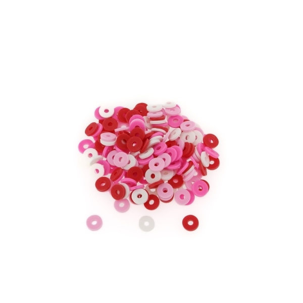 POLYMER CLAY FIMO BEADS - WASHER 01 - 6mm - MIX PINK - 25g (600pcs.) Hole-2.0mm