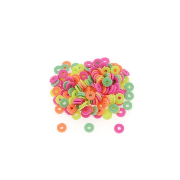 POLYMER CLAY FIMO BEADS - WASHER 01 - 6mm - MIX PINK (ELECTRICAL) - 25g (600pcs.) Hole-2.0mm