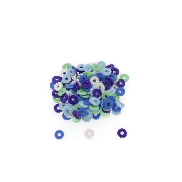 POLYMER CLAY FIMO BEADS - WASHER 01 - 6mm - MIX BLUE - 25g (600pcs.) Hole-2.0mm