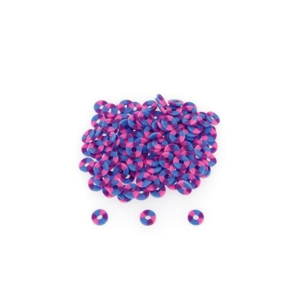 POLYMER CLAY FIMO BEADS - WASHER 01 - 6mm - BLUE-PINK-PURPLE - 25g (600pcs.) Hole-2.0mm