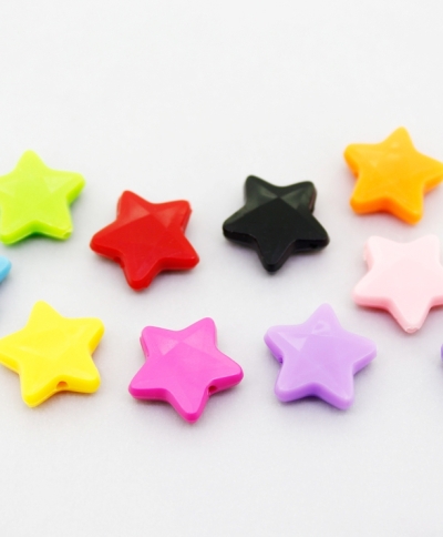 OPAQUE PLASTIC BEADS - STAR 03 FACETED - 13х14х4.5mm MIX - PACKAGE 500g Hole-1.5mm (1170pcs.)