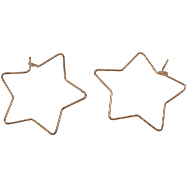 METAL ELEMENTS - CHANDELIER EARRINGS - WIRE - STAR - 30mm GOLD COLOR-PINK (DARK) - 20pcs.