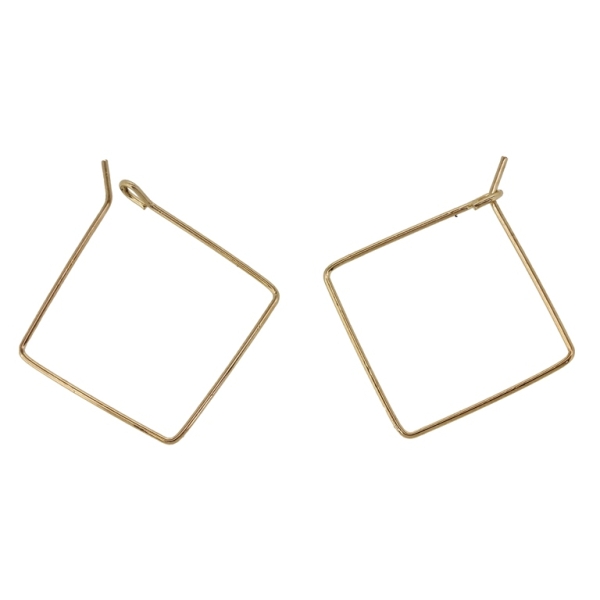 METAL ELEMENTS - CHANDELIER EARRINGS - WIRE - SQUARE - 20mm GOLD COLOR-PINK (DARK) - 30pcs.