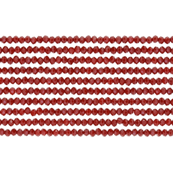 СТЪКЛЕНИ МЪНИСТА - КРИСТАЛИ - 2.5х2мм - ПЛЪТНИ - ЧЕРВЕНО 066 - НАНИЗ (166 бр.) Отвор-0.8мм