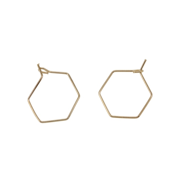 METAL ELEMENTS - CHANDELIER EARRINGS - WIRE - HEXAGON - 18mm GOLD COLOR-PINK - 30pcs.