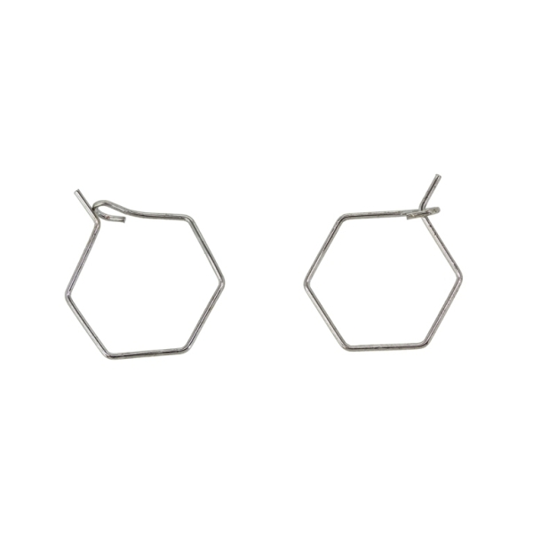 METAL ELEMENTS - CHANDELIER EARRINGS - WIRE - HEXAGON - 18mm NICKEL COLOR - 30pcs.