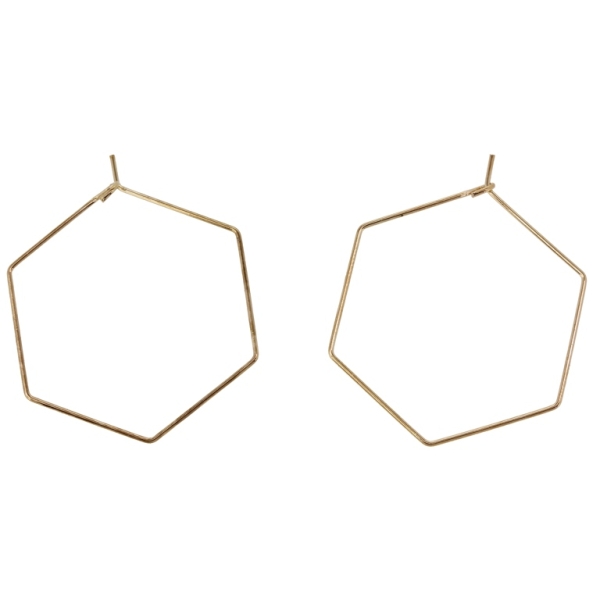 METAL ELEMENTS - CHANDELIER EARRINGS - WIRE - HEXAGON - 34mm GOLD COLOR-PINK - 20pcs.