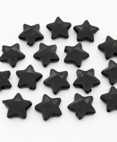 OPAQUE PLASTIC BEADS - STAR 03 FACETED - 13х14х4.5mm BLACK ВА01 - PACKAGE 500g Hole-1.5mm (1170pcs.)