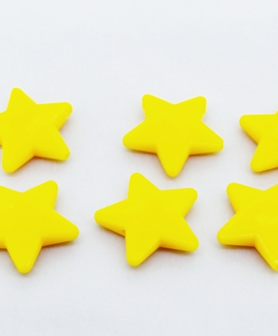 OPAQUE PLASTIC BEADS - STAR 03 FACETED - 21х22х5mm YELLOW (DARK) ВА67 - PACKAGE 500g Hole-1.8mm (460pcs.)