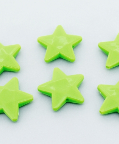 OPAQUE PLASTIC BEADS - STAR 03 FACETED - 21х22х5mm GREEN (LIGHT) ВА10 - PACKAGE 500g Hole-1.8mm (460pcs.)