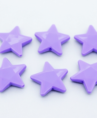 OPAQUE PLASTIC BEADS - STAR 03 FACETED - 21х22х5mm PURPLE ВА66 - PACKAGE 500g Hole-1.8mm (460pcs.)