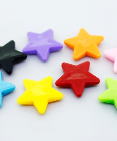 OPAQUE PLASTIC BEADS - STAR 03 FACETED - 21х22х5mm MIX - 50g Hole-1.8mm (46pcs.)