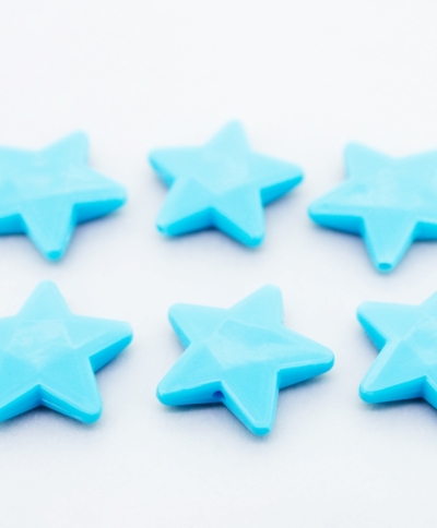 OPAQUE PLASTIC BEADS - STAR 03 FACETED - 21х22х5mm TURQUOISE BLUE ВА13 - PACKAGE 500g Hole-1.8mm (460pcs.)