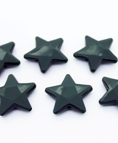 OPAQUE PLASTIC BEADS - STAR 03 FACETED - 21х22х5mm BLACK ВА01 - PACKAGE 500g Hole-1.8mm (460pcs.)