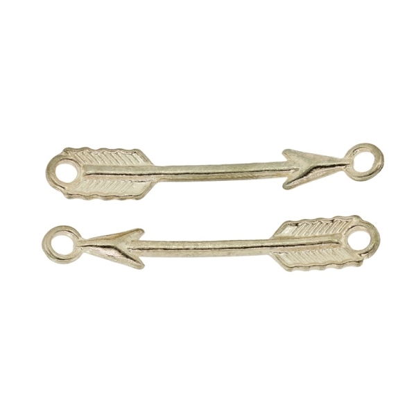 METAL BEADS - CONNECTING ELEMENT - 2 RINGS - ARROW 01 - 6x37x2mm GOLD - SECOND-RATE - PACKAGE 50pcs. Hole-2.4mm