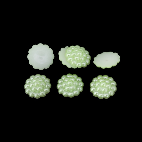 ADHESIVE BEADS - PLASTIC PEARLS - RASPBERRY - 13x4mm GREEN (LIGHT) 72 - 20g (78pcs.)