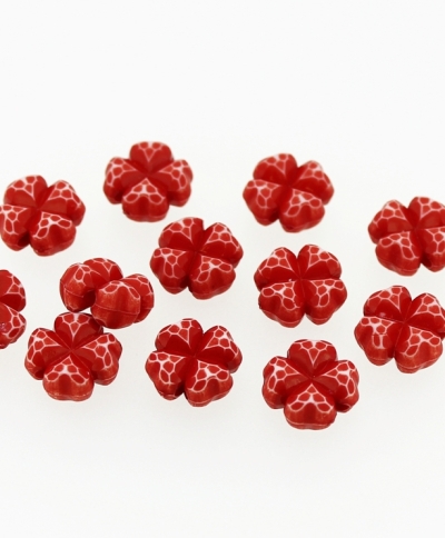 COLOR WASHED PLASTIC BEADS - CLOVER - 11x6mm RED - PACKAGE 500g Hole-1.8mm (1000pcs.)