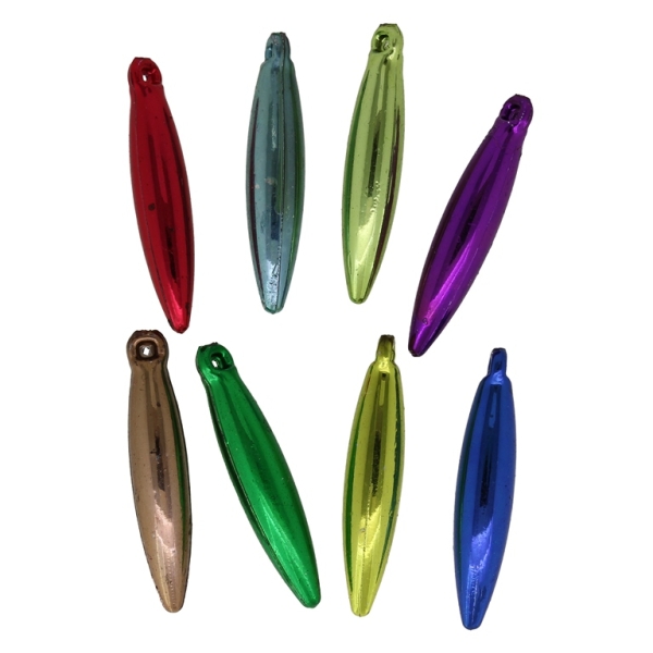 METAL PLATED PLASTIC / CCB PENDANTS - ELLIPSE 04 - 5x25mm MIXED COLORS - PACKAGE 500g Hole-1.4mm (1500pcs.)